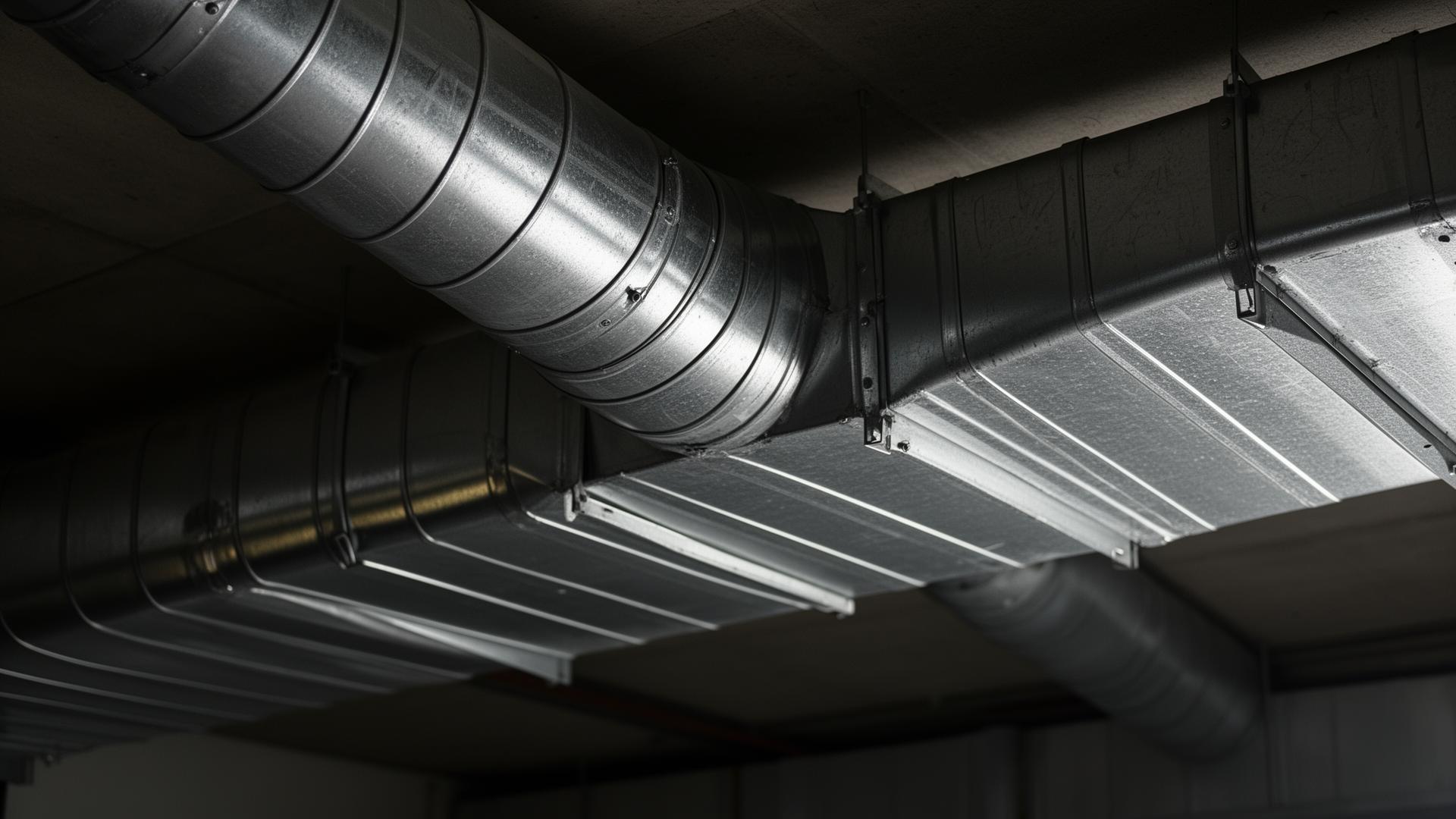Galvanized residential HVAC ductwork